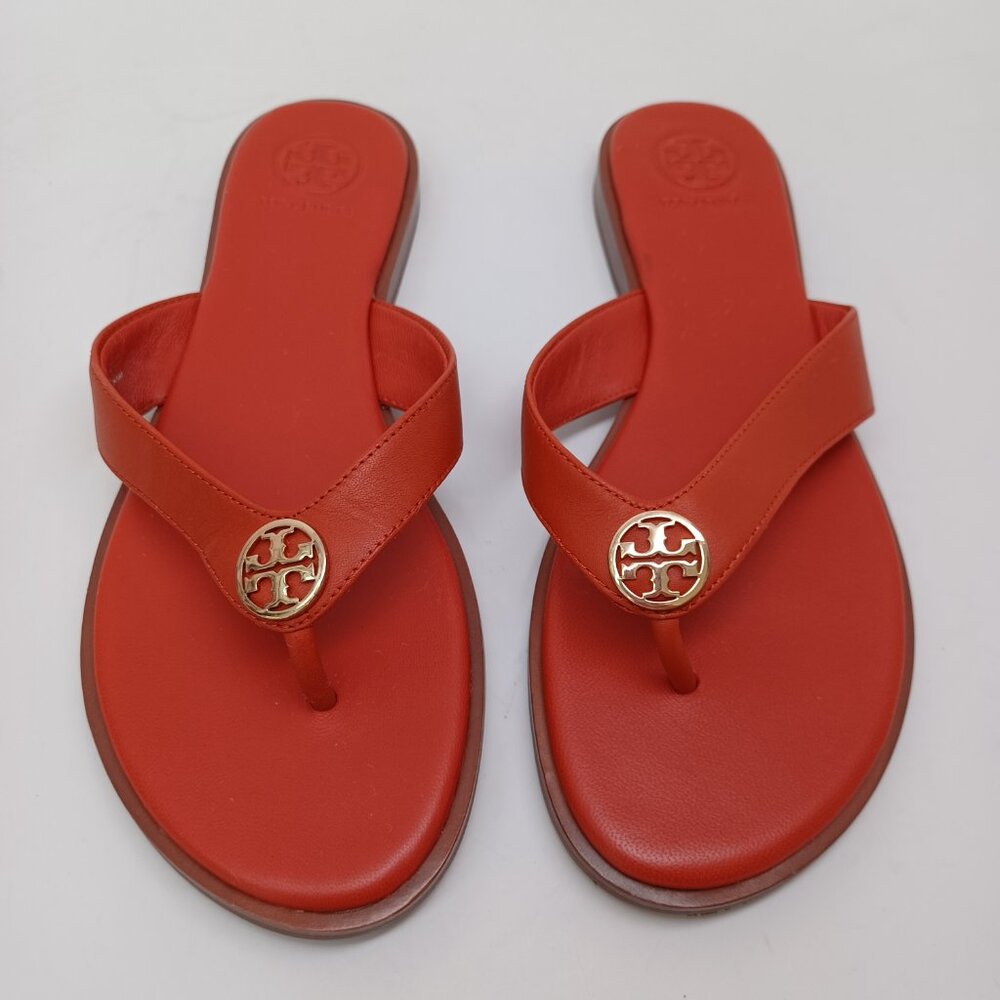 Tory Burch Sandals Rust Leather Thong Flip Flops Womens 6M - Picture 3 of 12